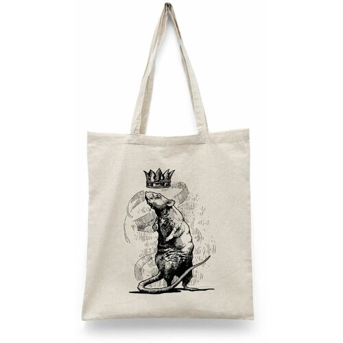 фото Сумка-шоппер унисекс каждому своё "мышь/крыса/mouse/rat" черная