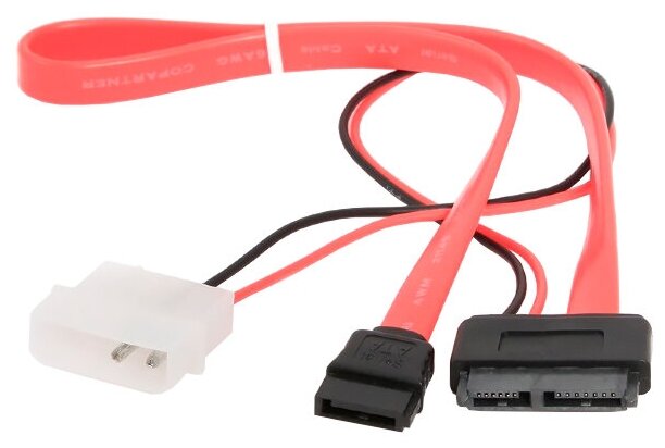 Кабель Cablexpert SATA 7 pin - SATA Slimline/Molex 2 pin, 0.35 м, красный Gembird - фото №3