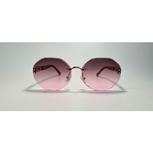 фото Солнцезащитные очки noname, шестиугольные, оправа: металл, с защитой от уф, градиентные, устойчивые к появлению царапин, для женщин, розовый