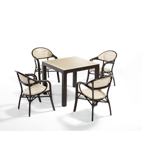 Стол кухонный обеденный со стульями мебель для сада комплект - Стол + стул BROWN-CAPPUCINO