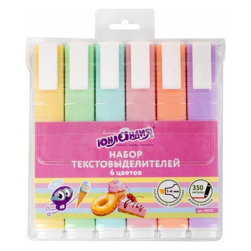 фото Набор текстовыделителей юнландия 6 шт., ассорти, "colorstar pastel", линия 1-4 мм, 151717