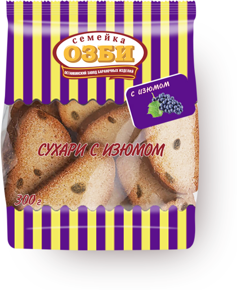 Сухари Семейка озби с изюмом в сахаре, 300г 1269