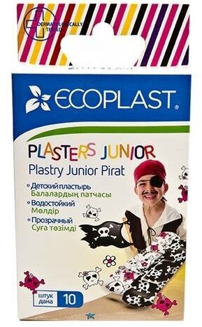 Ecoplast Набор водостойких пластырей Junior pirate 70х20 10 шт