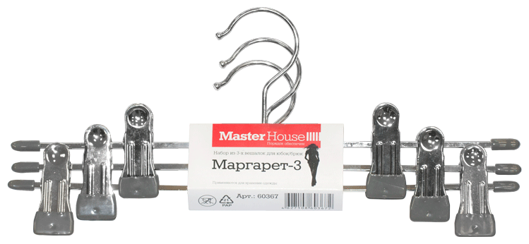 Вешалка Плечики МЕТ В Наборе 3 ШТ Д/брюк С Клипсами "маргарет-3" 30СМ 60367 (14) Мастер 60367 .