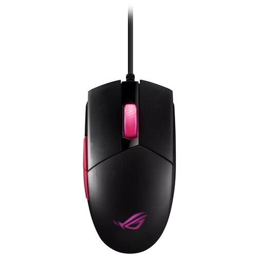 Мышь ASUS ROG Strix Impact II Electro Punk 90MP01U0-BMUA00 оптическая, проводная, 6200 dpi, USB, RGB подсветка, цвет: черный/розовый