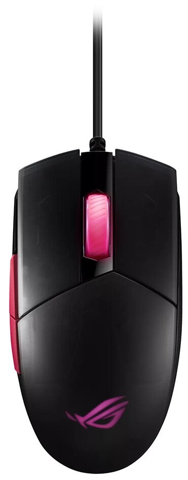 Мышь ASUS ROG Strix Impact II Electro Punk 90MP01U0-BMUA00 оптическая, проводная, 6200 dpi, USB, RGB подсветка, цвет: черный/розовый