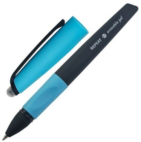 Ручка стираемая гелевая с эргономичным грипом BRAUBERG REPEAT, синяя, узел 0,7 мм, линия письма 0,5 мм, 143662