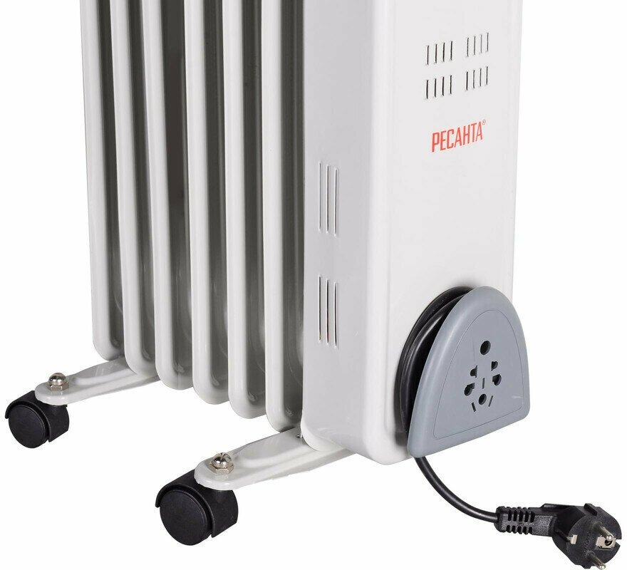 Масляный радиатор Ресанта ОМ-5Н, 10 кв.м, 1000 Вт, белый, 270 х 160 х 650 мм - фотография № 4