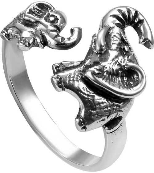 Кольцо Самородок Кольцо Слоны, серебро, 925 проба, чернение, безразмерное
