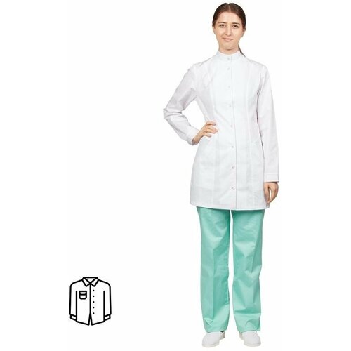 Блуза медицинская женская удлиненная м13-БЛ длинный рукав белая размер 52-54 рост 158-164, 830088