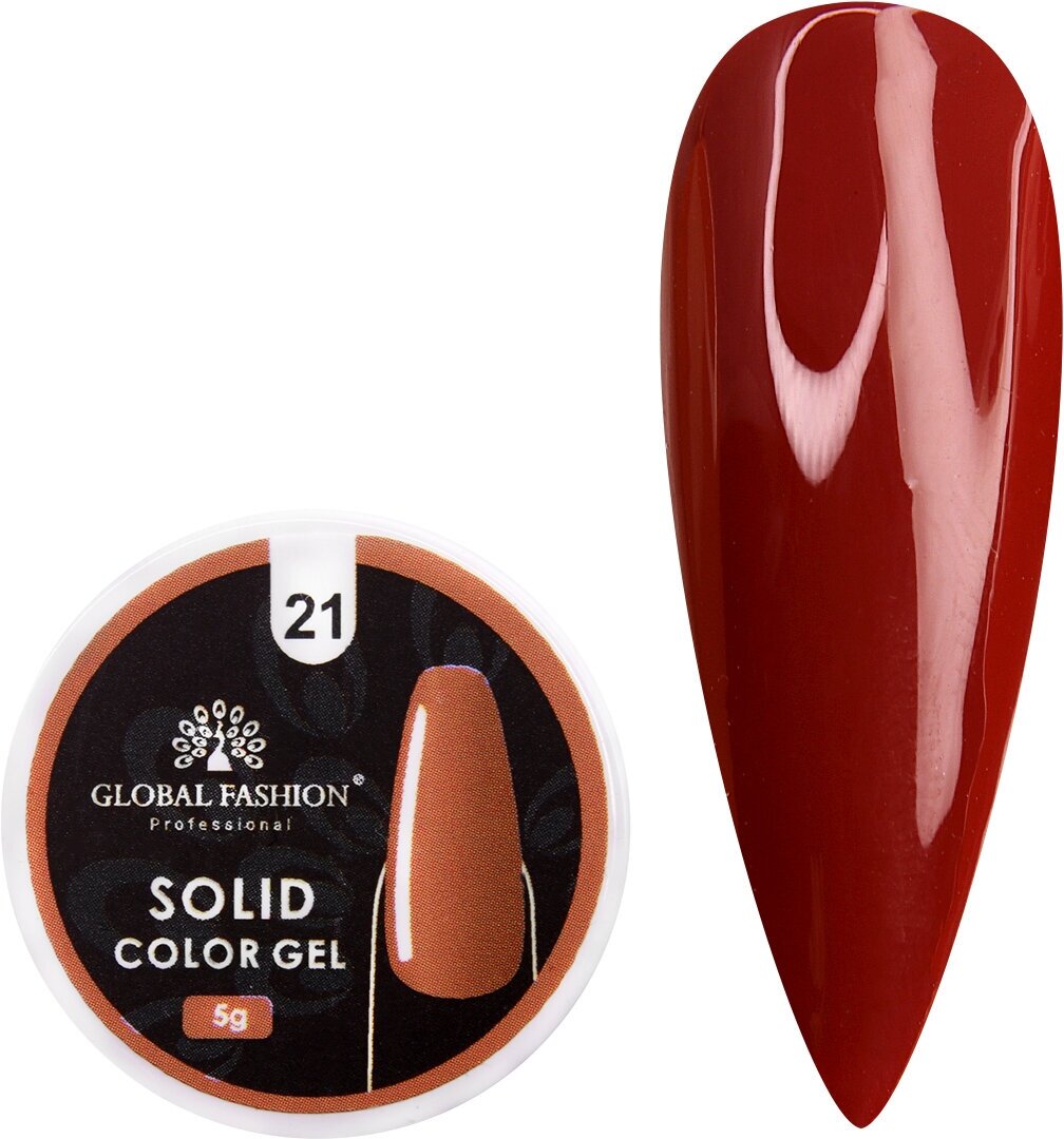 Global Fashion Гель-краска повышенной плотности для рисования и дизайна ногтей, Solid color gel, 5 гр / 21