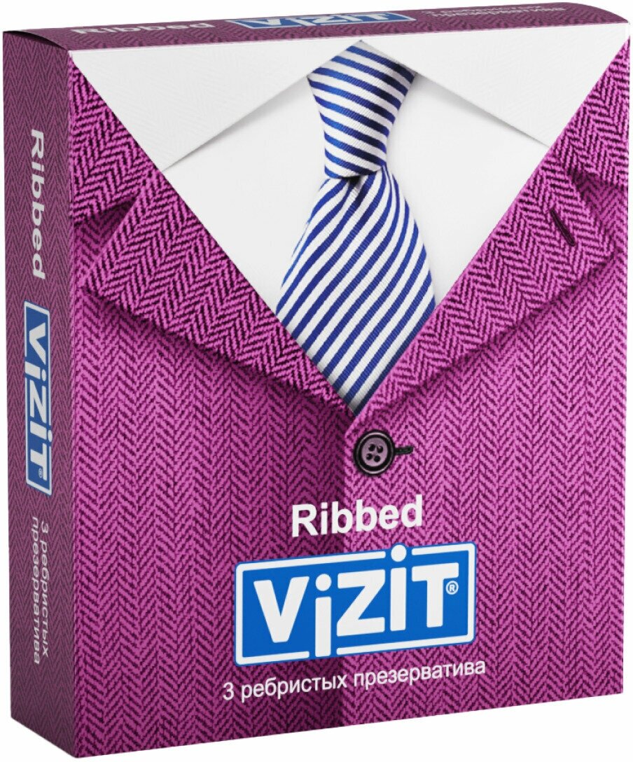 VIZIT Презервативы Ribbed, ребристые, 3 шт