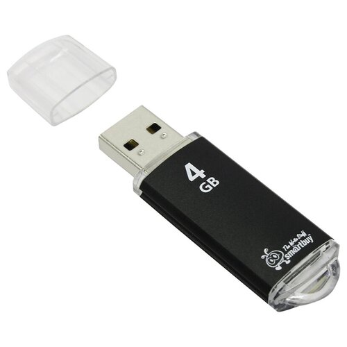 Память Smart Buy V-Cut 4GB, USB 2.0 Flash Drive, черный (металл. корпус )