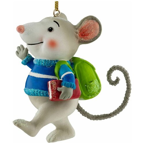 Елочная игрушка ErichKrause Мышь-школьник 47821, многоцветный, 8 см