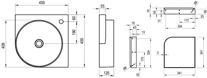 Раковина Ravak Yard 45 C XJX01245000 угловая Белая - фотография № 11