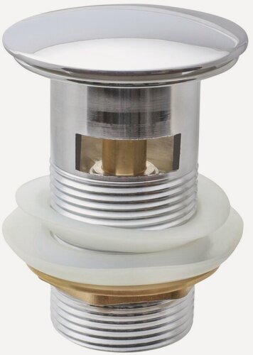 Изображение товара Выпуск - донный клапан автомат MPF с переливом для раковины 1 1/4" х 32 мм, клик-клак нажимной, круглая крышка 66 мм, хром