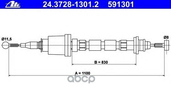 Трос Стояночного Тормоза Ate арт. 24.3728-1301.2