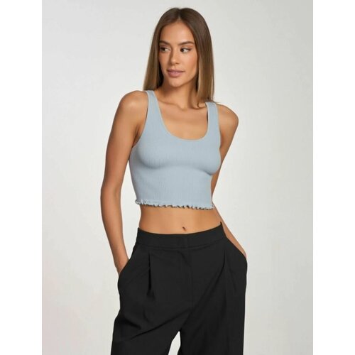 Топ SeamlessFlex, силуэт прилегающий, легкая поддержка, без чашки, размер l, голубой