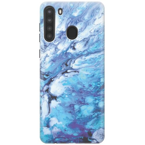 фото Re:paчехол - накладка artcolor для samsung galaxy a21 с принтом "синий мрамор"