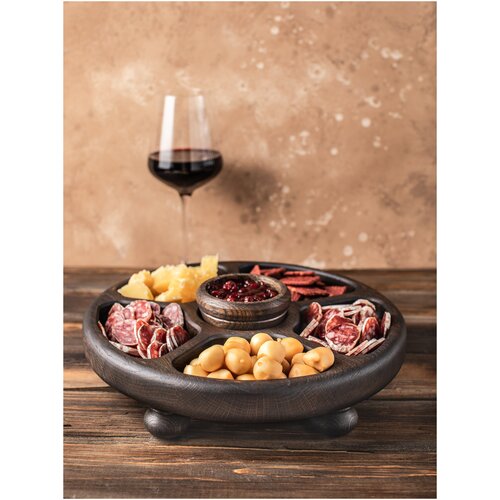 Менажница с соусником малая из темного дуба