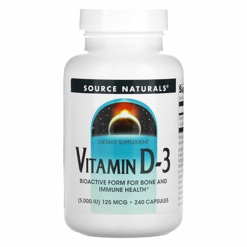 Source Naturals, Vitamin D-3, 5,000 IU (125 mcg), 240 Capsules