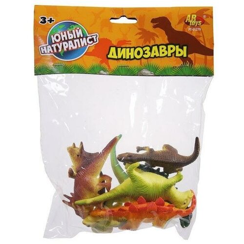 Игровой набор ABtoys Юный натуралист Фигурки-тянучки пластичные Динозавры, 8 штук