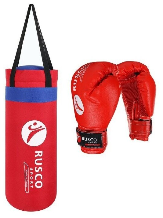 Набор боксёрский для начинающих RUSCO SPORT: мешок перчатки, цвет красный (6 OZ)