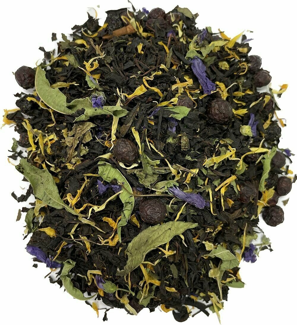 Чай Таежный сбор на основе черного чая, цветочный чай 500 гр - фотография № 2