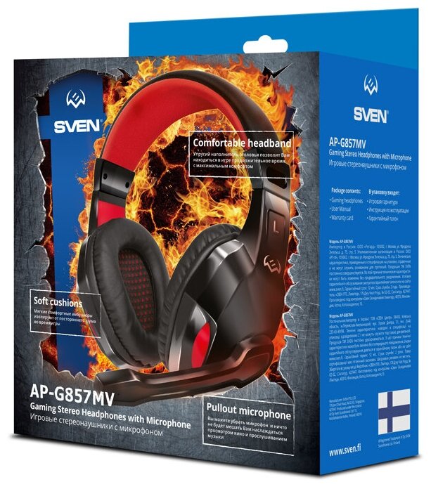 Проводные наушники SVEN AP-G857MV черныйкрасный