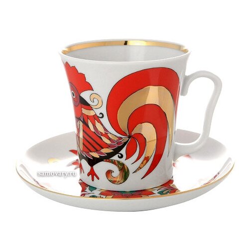 Бокал с блюдцем форма Ленинградский рисунок Красный петух Императорский фарфоровый завод 4664₽