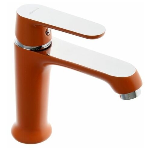 фото Смеситель для раковины (умывальника) accoona h66 a9666 color однорычажный хром/оранжевый