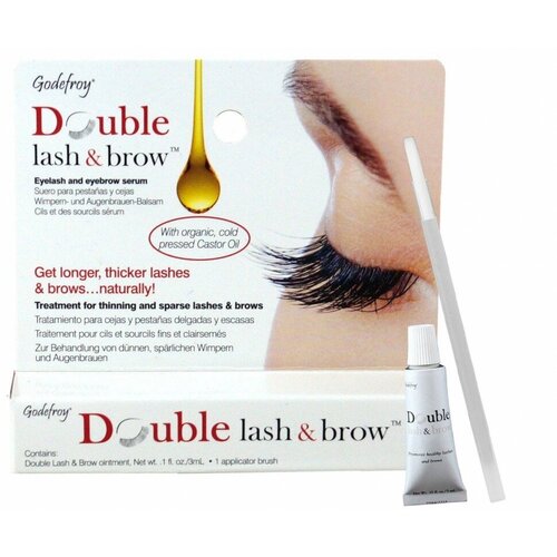 Сыворотка для роста ресниц и бровей укрепляющая Godefroy Double Lash  & Brow Organic Oil 3 мл