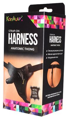 Kanikule Трусики для страпона с плугом кожа Leather Strap-on Harness Anatomic Thong, KL-850506