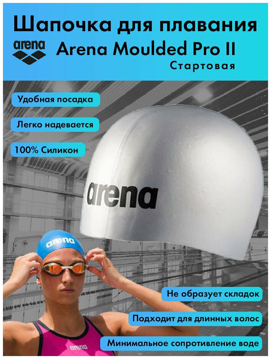 Шапочка для плавания стартовая Arena Moulded Pro II, серая