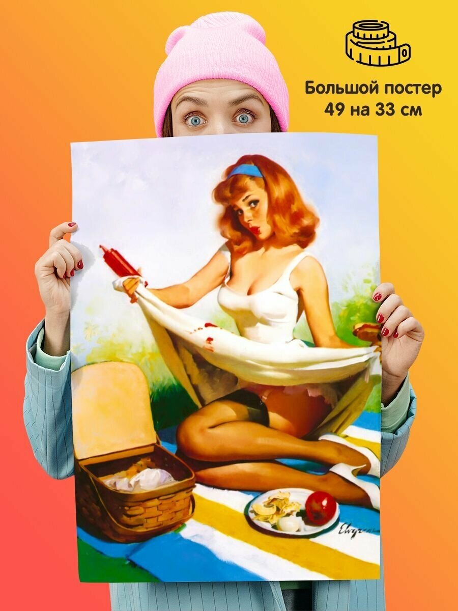 Постер плакат Pin up Girl Винтажная девушка