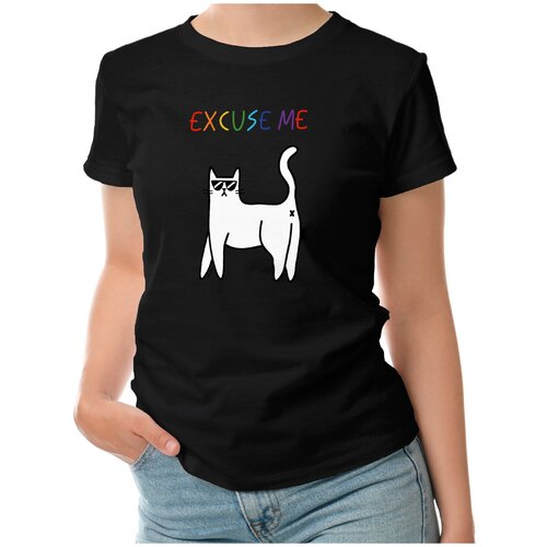 Женская футболка «EXCUSE ME извините меня» (XL, черный)