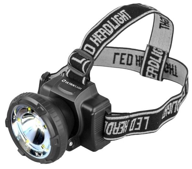 Ultraflash LED5367 (фонарь налобн аккум 220В, черный, 1,2 Ватт LED+5SMD, 2 реж, пласт, бокс) (1 шт.)
