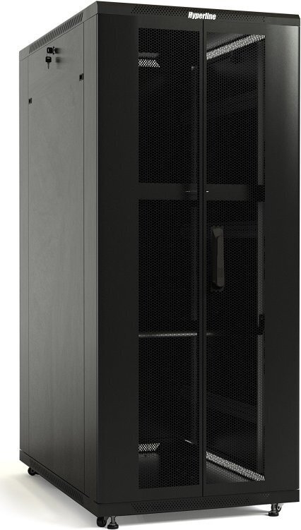 Шкаф коммутационный Hyperline (TTB-2268-DD-RAL9004) напольный 22U 600x800мм пер. дв. перфор. задн. дв. перфор