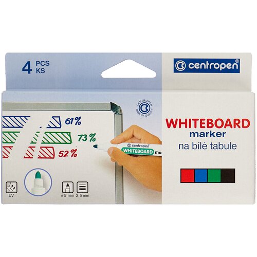 Centropen Набор маркеров для белых досок Whiteboard (8559/4PVC), 4 шт., ассорти, 4 шт. centropen набор маркеров для белых досок whiteboard 8559 4pvc 4 шт ассорти 4 шт