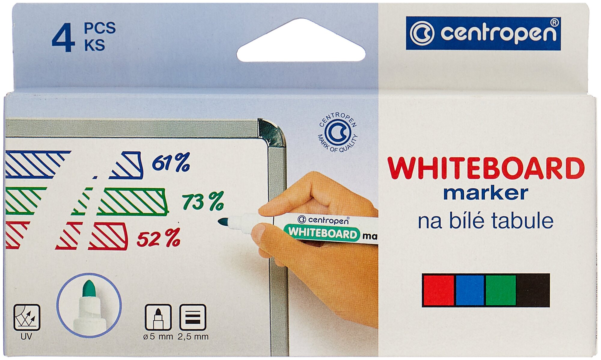 Маркеры стираемые для белой доски набор 4 цвета CENTROPEN "Dry-Wipe", 2,5 мм, 8559/4, 5 8559 0401