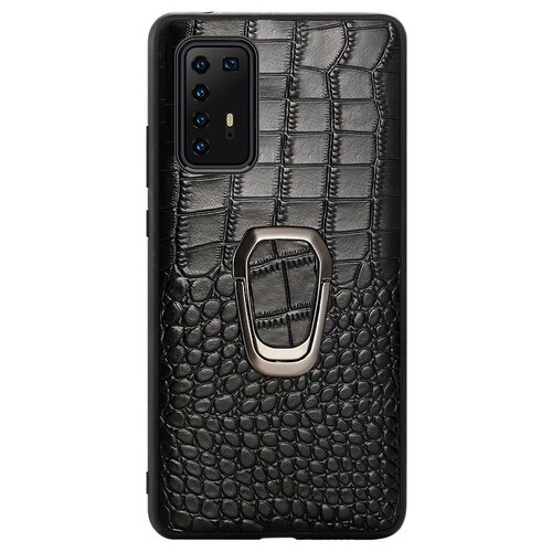 фото Чехол-накладка-бампер mypads premium для huawei p40 pro из натуральной кожи с тиснением крокодила экзотическая неповторимая фактура ручная работа черный