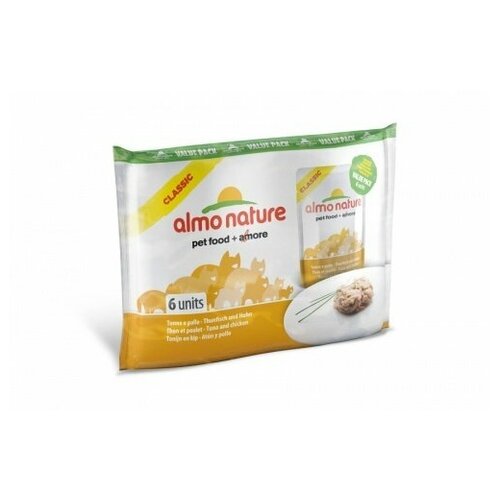 Almo Nature (Алмо Натур) набор 6 шт.по 55г паучи для кошек (classic adult cat ) Куриное филе