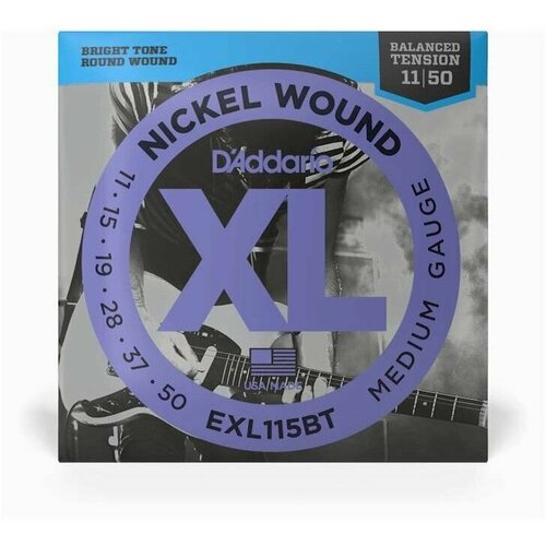 Струны для электрогитары, 11-50 - D'ADDARIO EXL115BT NICKEL WOUND, BALANCED TENSION MEDIUM, 11-50