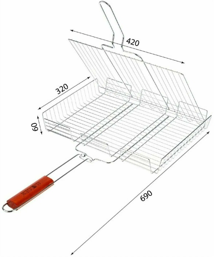 Решетка - гриль (42х32) / Решетка для шашлыка, барбекю, мангала, мяса, курицы, рыбы - фотография № 5