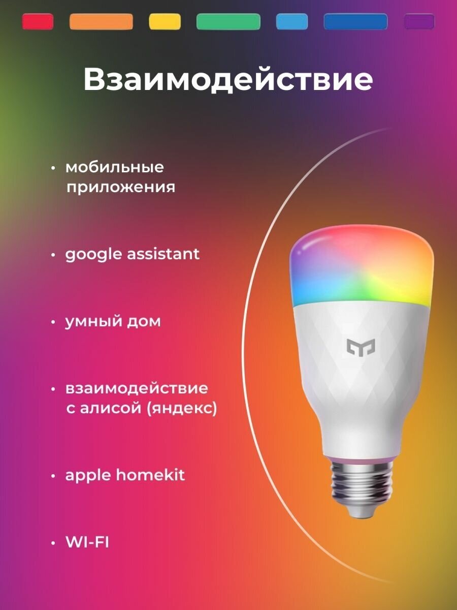 Лампа светодиодная Yeelight Smart LED Bulb 1S, YLDP13YL, E27, 8.5 Вт, 6500 К - фотография № 11