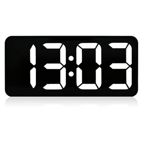 фото Led зеркальные электронные часы c будильником и термометром, белые цифры nobrand