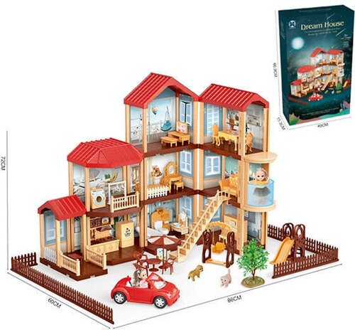 Игровой набор Кукольный домик с мебелью и персонажами, 556-27A / 86 х 60 х 72 см