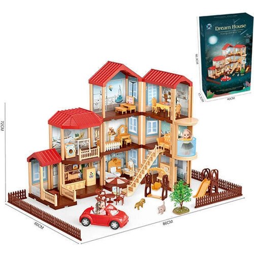 Игровой набор Кукольный домик с мебелью и персонажами, 556-27A / 86 х 60 х 72 см кукольный домик koala town спальня и ванная серия собери сам от 3х лет нет фигурок в комплекте 170 деталей