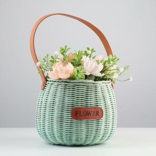 SUI Корзина плетеная (ротанг), 15,5х15,5 см, 1 шт, светло-зелёный