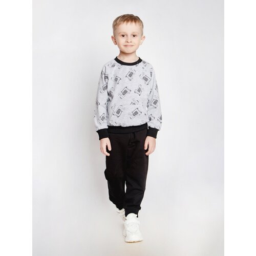 фото Костюм для мальчика - серый меланж; чёрный - крокодилы , размер 104-110 юлала